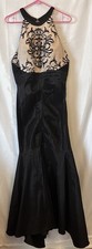 Trumpet Mermaid Style Prom Dress Long Black  Nude size 21 Blonde Nights Flaw