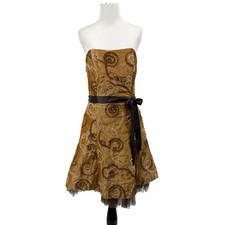 VTG Jessica McClintock Dress Ribbon Appliqu  Tulle Sz 10 Brown 80s Fairy Prom