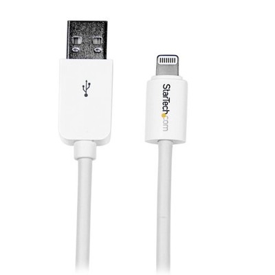 StarTech 2m (6ft) Long White for Apple  8-pin Connector to USB Cable for