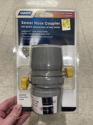 Camco Easy Slip Sewer Internal Hose Coupler With Slip Lock Rings   (39163)