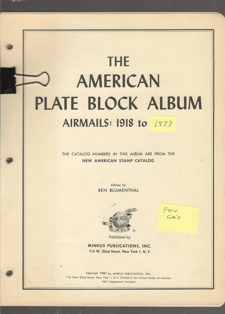 Minkus pages for "The American Plate Block Album"...AIRMAILS...1918-1973