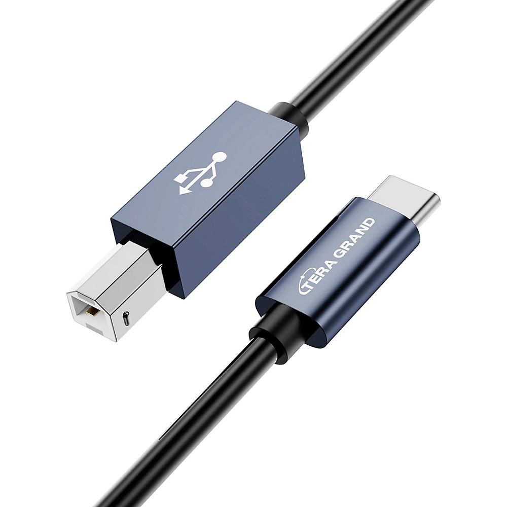 Tera Grand USB 2.0 USB-C- USB-B MIDI-кабель и кабель для принтера длиной 10 футов. Черный