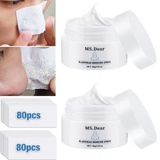 2X Blackhead Remover Cream with 160 pcs Nose Strips Deep Cleansing Peel off Mask