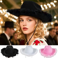 Cowgirl Hat with Fluffy Feathers Novelty Cowboy Cap Party Costume Accessories