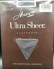 Hanes Absolutely Ultra Sheer Size E Barely Black Control Top 709  Reinforced Toe
