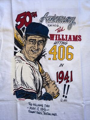 Vintage Ted Williams 50th Anniversary .406 Batting 1991 Boston Red