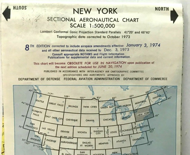 New York Sectional Aeronautical Chart, 8th Edition January 3, 1974 eBay