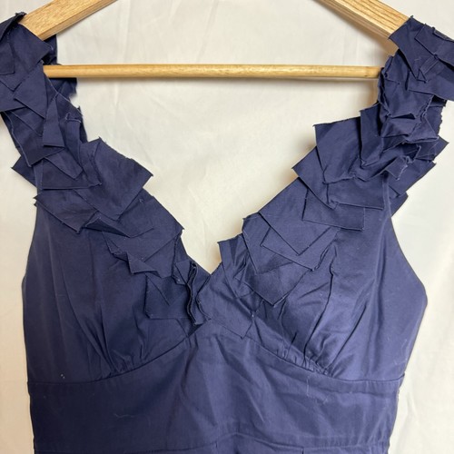 BCBGMaxazria Kerry Sleeveless V-Neckline Open Back Navy Blue Mini Dress Size 0 - Picture 4 of 4