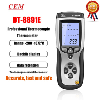 CEM DT-8891E Contact Thermometers Thermocouple Thermometers Backlit Display  KD