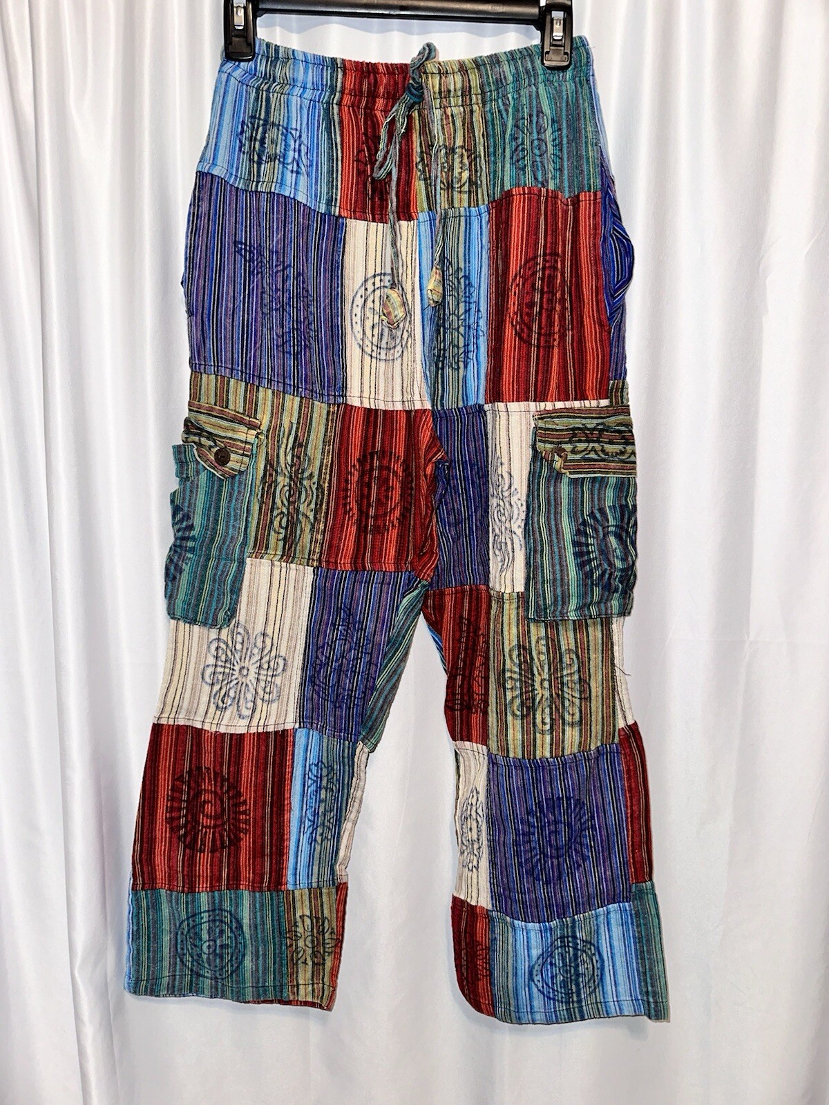 Unbranded Patchwork Pants Size Small Boho Elastic… - image 1