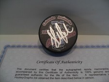 Sylvain Lefebvre Signed Colorado Avalanche 1996 Stanley Cup Champions Puck COA
