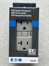 NEW Eaton SGF20GY Gray GFCI Duplex Receptacle Outlet 2P 20A 125V SGF20GY-BX-LW