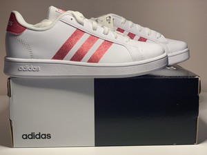 adidas grand court pink glitter