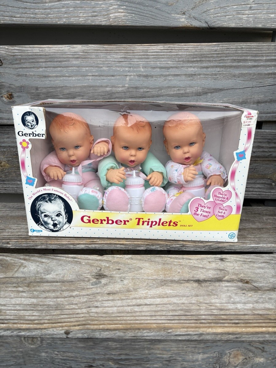 RARE Gerber Baby Triplets Baby Dolls In Box Clean Toy Biz 1997