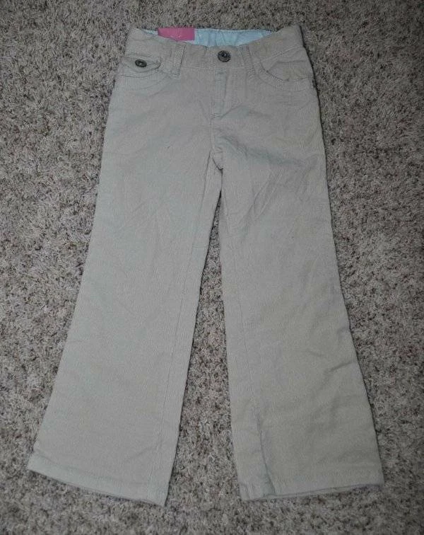 Pantalones de pana para niñas 4 cintura ajustable beige corazón bolsillo elástico Sonoma Foto 2 de 4