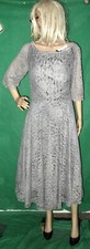 NWT L gray PRINCESS dress CHANTILLY LACE mob prom evening lace tea midi