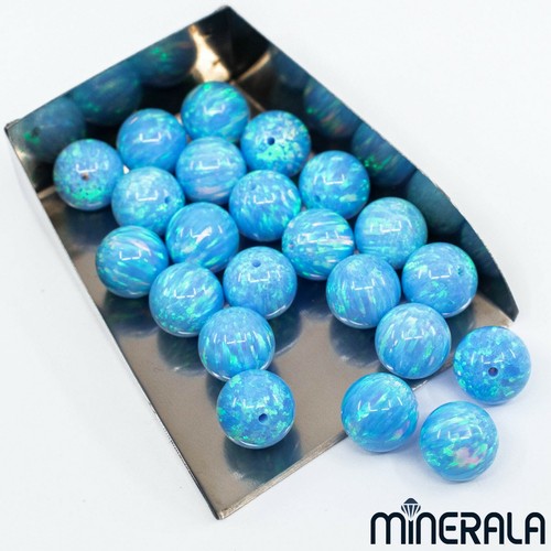 SKY BLUE SYNTHETIC LAB CREATED OPAL ROUND BEADS FULL DRILLED 2mm-16mm WP000CC - Picture 3 of 8