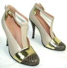 ROBERT CLERGERIE Escarpins QUIMISS cuir beige serpent doré 37.5 NEUF BOITE