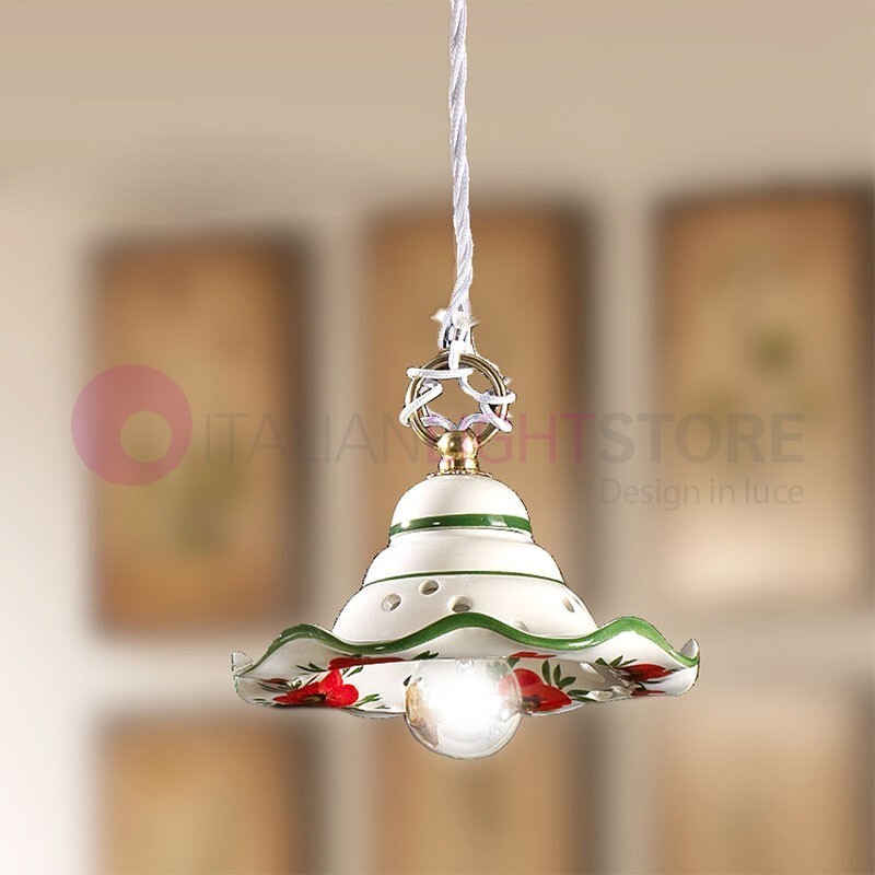 Lampadario Piccolo Ceramica PAPAVERI 18cm Rustico Country Online