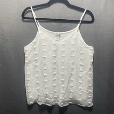 Naif Womens White Textured Polka Dot Cami Top Size Small