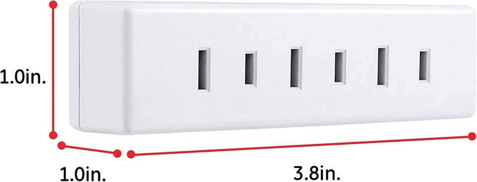 3-Outlet Extender, Grounded Wall Tap, 2-Prong, Polarized, Multiple Plug, Power S - Image 3 of 4