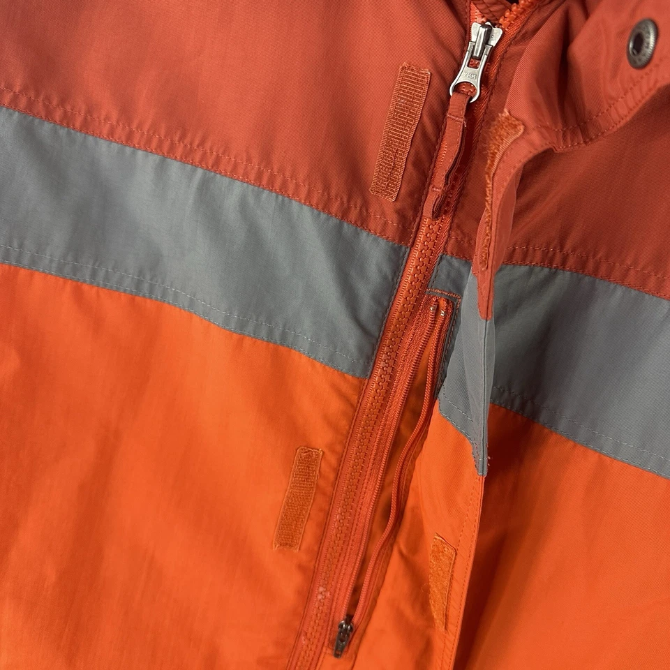 LL Bean Mens Full Zip Winter Ski Jacket Hidden Hood Orange Gray XXL Tall Nylon - Image 4 of 4