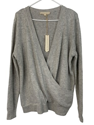 Lovestitch Womens Gray Wrap Surplice Pullover Knit Sweater L NWT