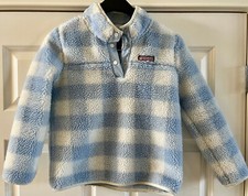 Vineyard Vines Girls Buffalo Chk Sherpa Fleece Jacket Blue White Check M 10-12 