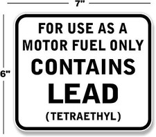 7 CONTAINS LEAD GAS PUMP DECAL GASOLINE LUBST...