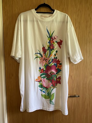 Venezia White Flowered Cotton Tunic Size 18/20  VGUC  Made in USA   Vintage