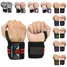 Weight Lifting Wrist Wraps Gym Fitness Training Support Crossfit Soft Strap PAIR