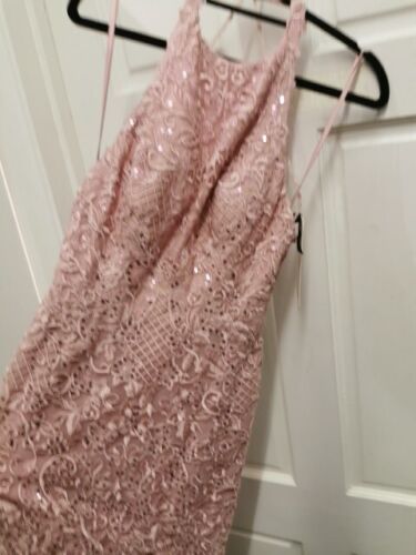 Tiffanys Mia Size 2 Rose Pink Evening dress Fishtail Gown tulle Sequin NWT