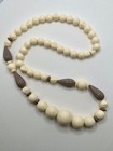 Vintage Cream/Taupe 28” Bead Strand Necklace / Clip Earrings Set — photo 7