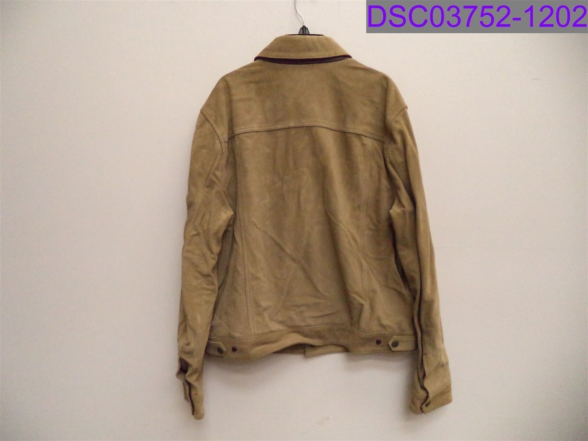 Men's Size Large Rag Bone Suede Trucker Jacket Khaki Style M284205L9