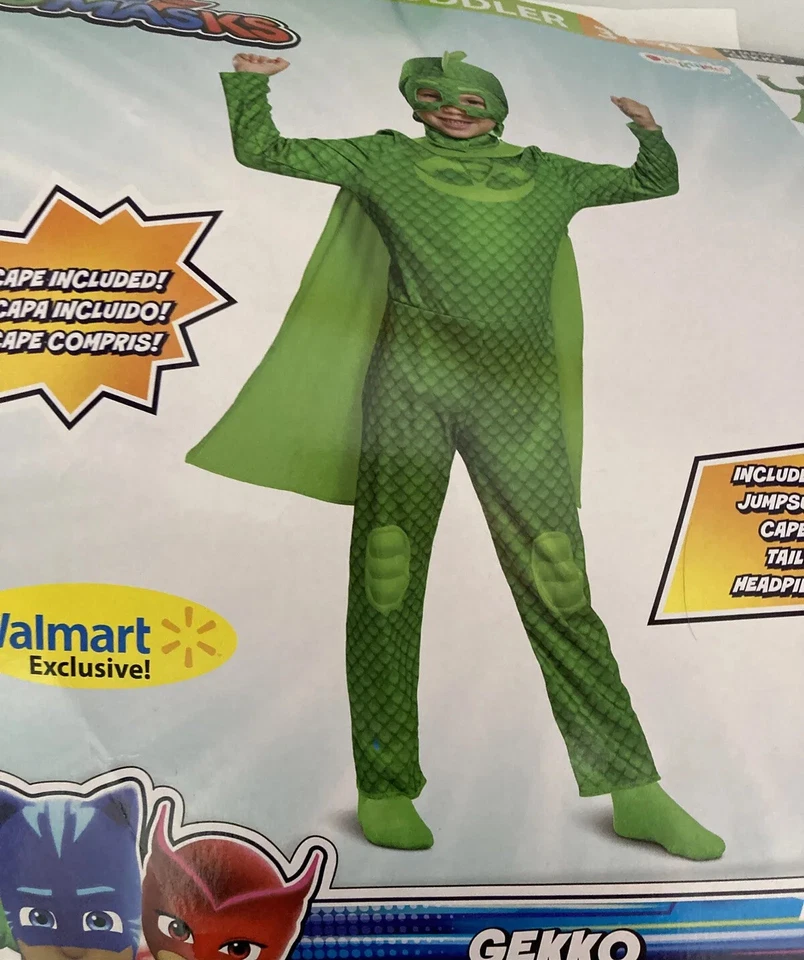 PJ Masks 3T/4T Gekko 4-Piece Costume, includes cape! NWT - Image 3 of 4