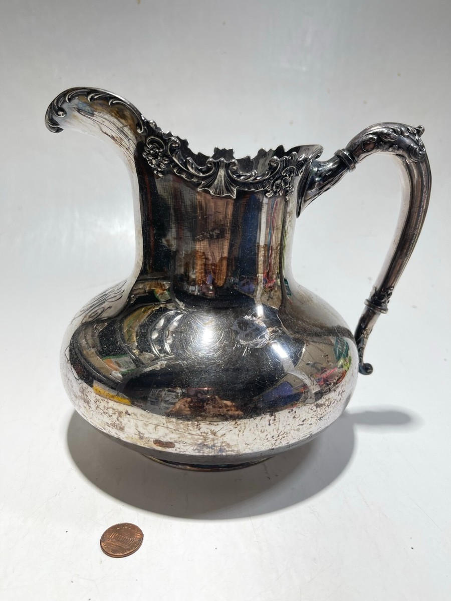 Vintage Reed & Barton Silver Monogramed Large Pitcher 465 7.5