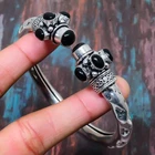 Black Onyx Gemstone Handmade 925 Sterling Silver Bracelet Adjustable For Gifts