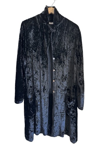 BETH SHAEFFER Black Crushed Velvet Long Jacket Coat MEDIUM - AS NEW - Picture 5 of 9