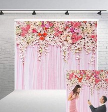 Flowers Theme Photography Backdrops Pink Curtain Background Weeding Photo Props