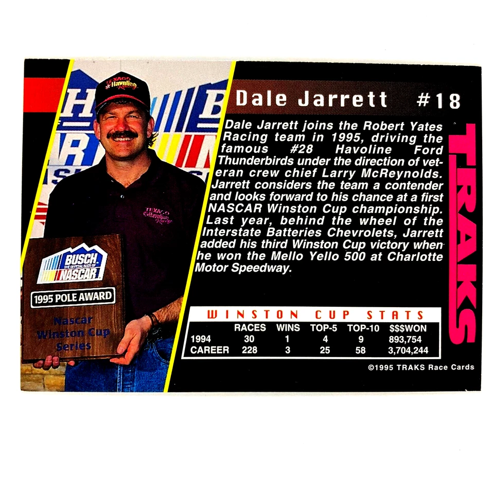 Dale Jarrett 1995 Traks First Run Parallel #18 NASCAR Texaco Havoline - Image 2 of 2