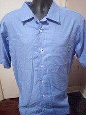80 Daniel Cremieux Men's Signature Collection S/S Shirt Large L Blue Cotton New