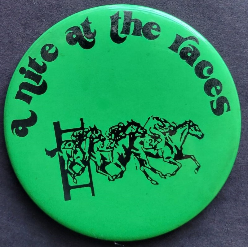 A Nite at the Races Racehorse. Vintage Pinback Button 3.5"