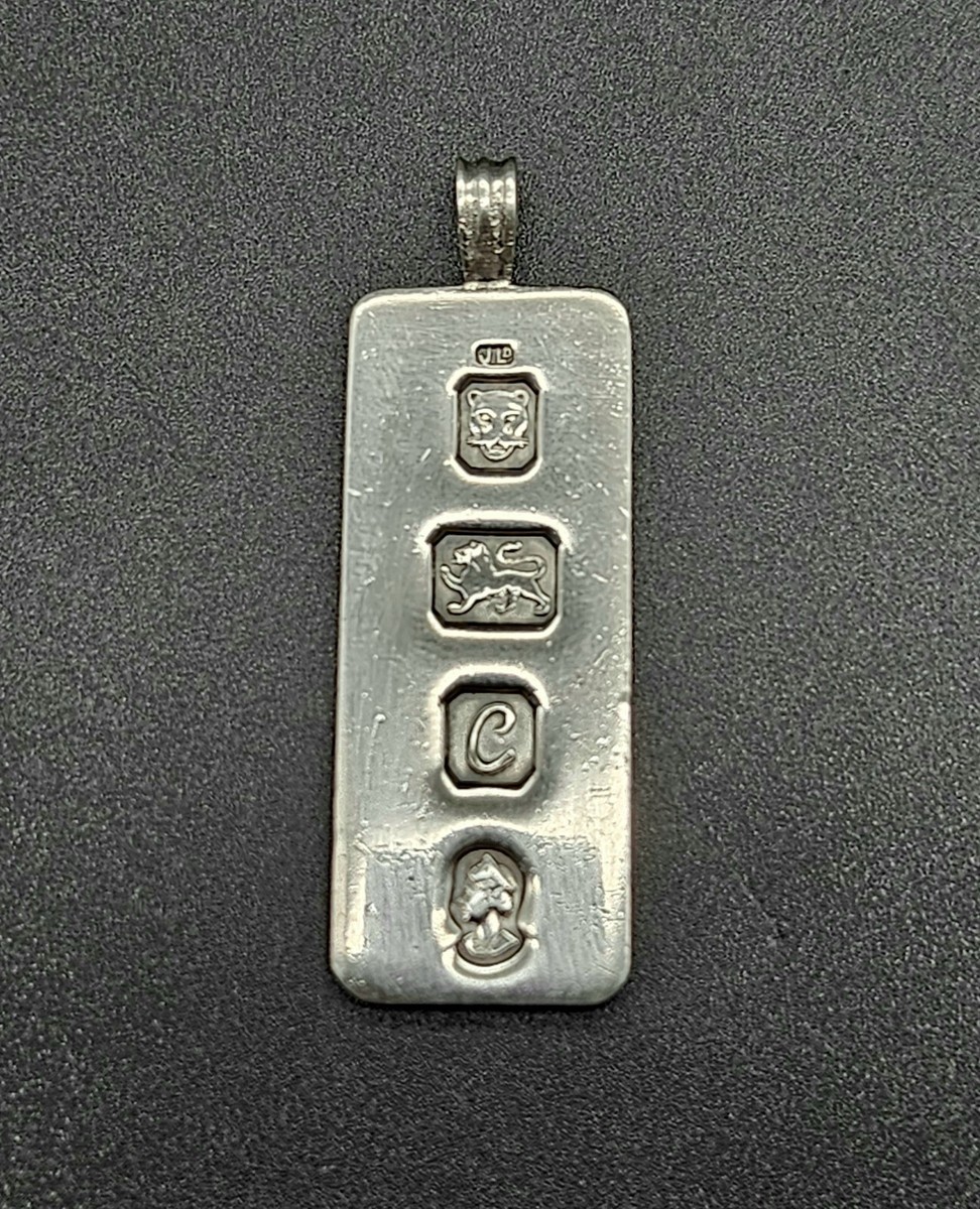 Vintage Ingot Style Sterling Silver Pendant 0.66 oz/18.7 gr