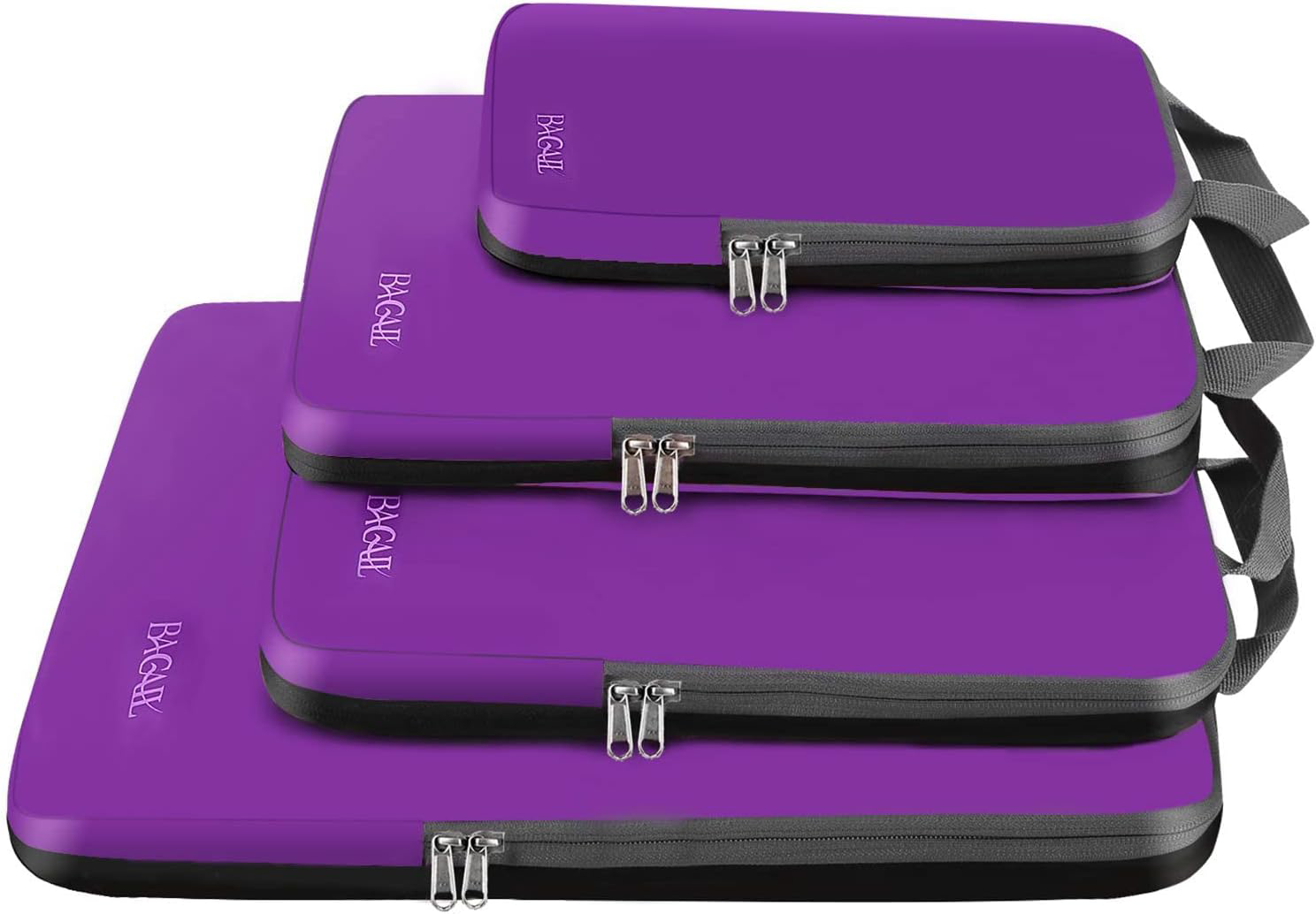 4-Piece Expandable Purple Cloth Compression Packing Cubes for Travel Organization-image
