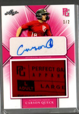 2021 Leaf Perfect Game Showcase Patch Pink #PACQ1 Carson Queck Auto Jersey /2