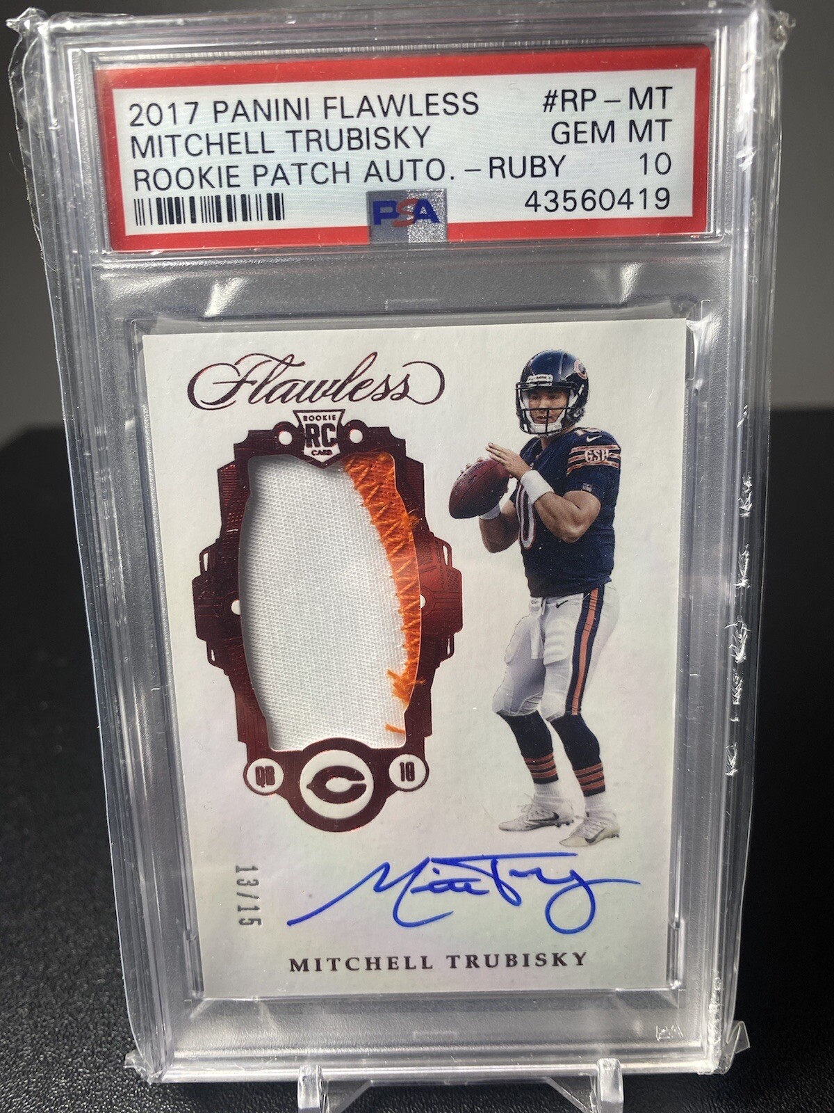 Mitchell Trubisky Panini Flawless Rookie Patch Autograph #RPMT Ruby