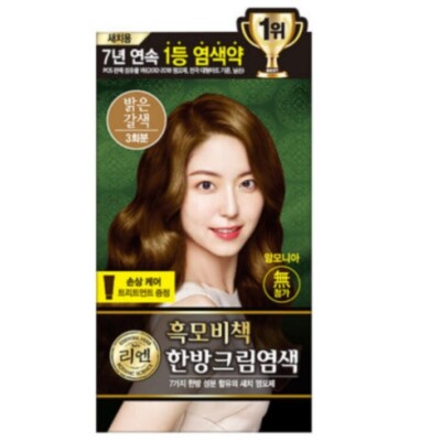 ReEn Black Mobichaek Oriental Cream Hair Dye #Light Brown Self Hair Dye K-Beauty