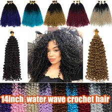 Water Wave Kinky Curly Crochet Braiding Hair Extensions 14 Inch 6 Bundles Black