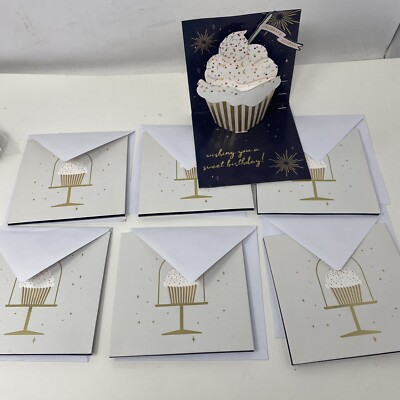 (6) BIRTHDAY Greeting Card 3D Pop Up Card New Card Celebrate Cupcake MSRP $7 Ea