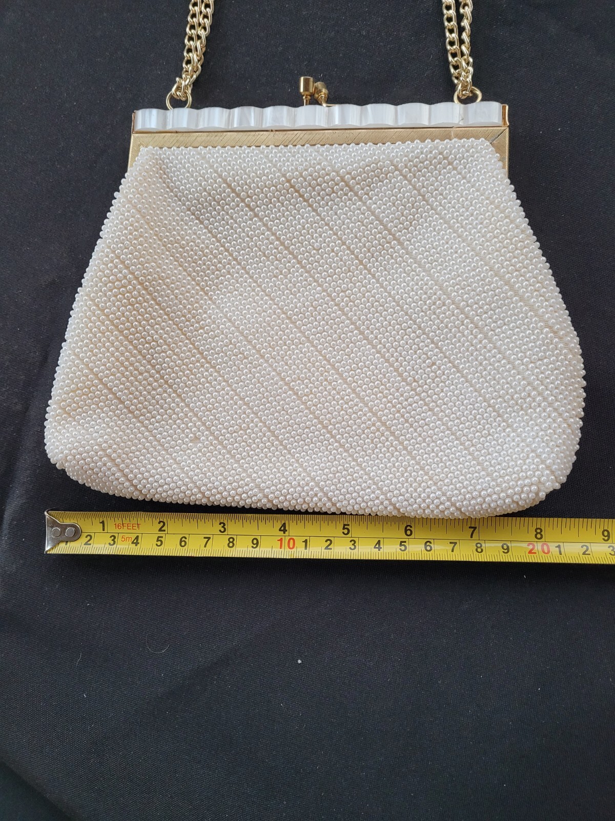 Vintage Ivory Beaded Evening Bag eBay